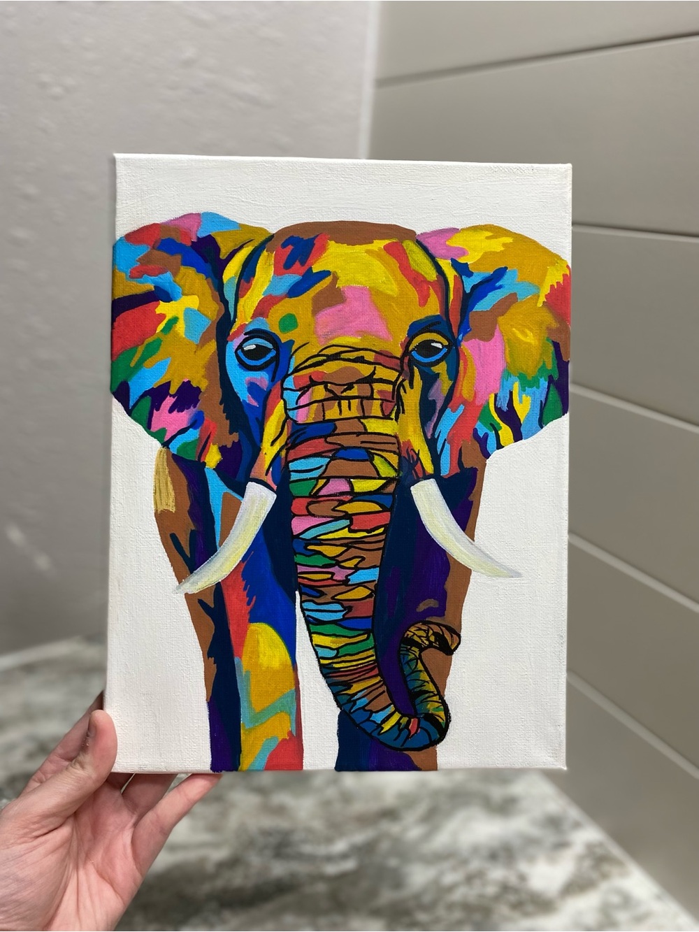 Hand-Crafted Colorful Elephant Pop Art Painting - Picture 6 of 6